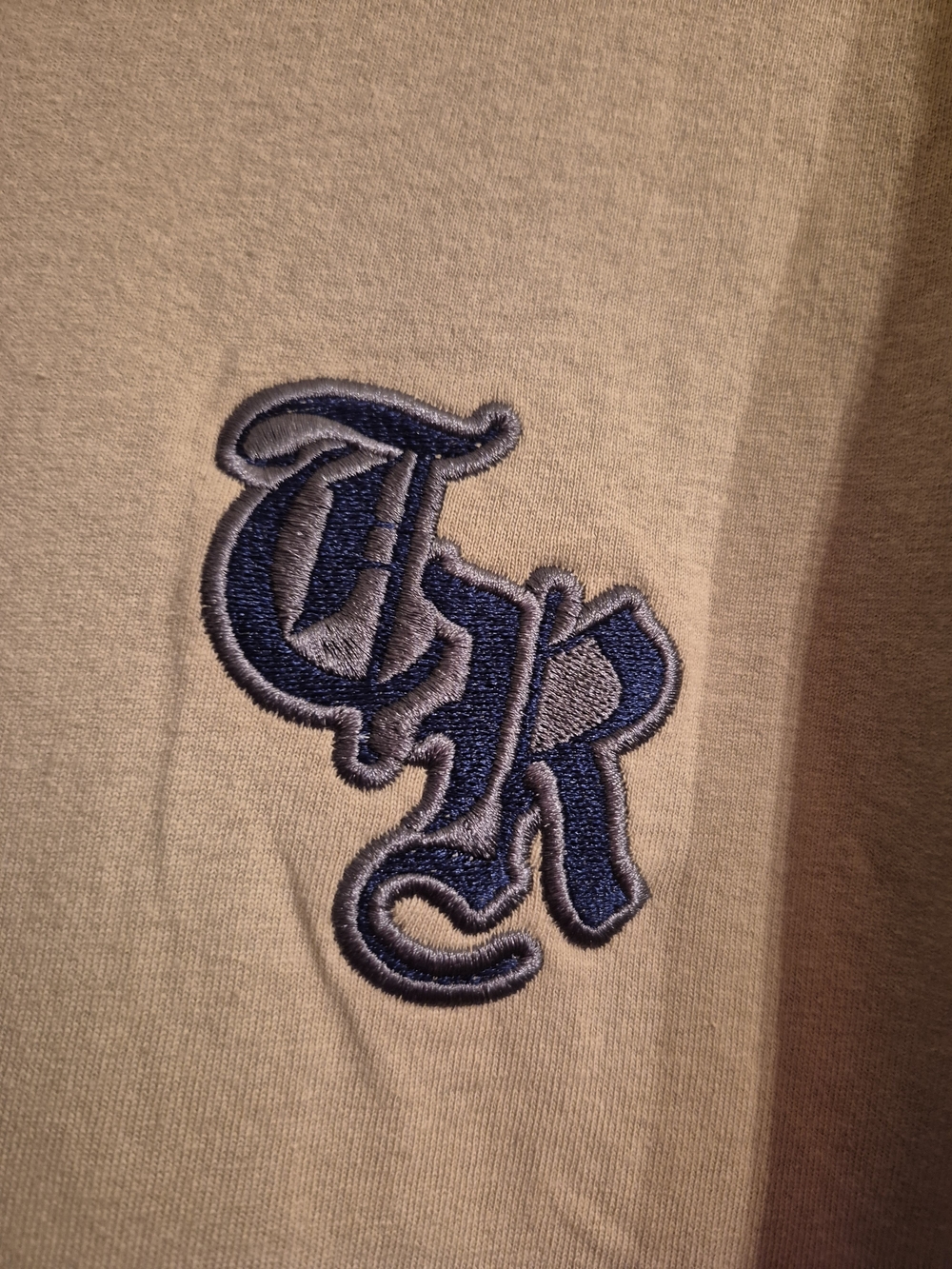 True Religion Beige Crewneck shirt with Navy Embroidered TR Logo